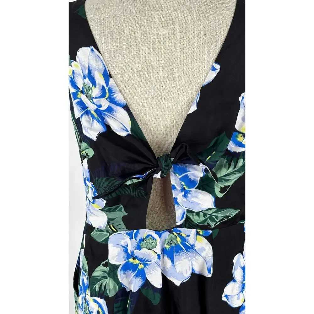 Banana Republic Womens Floral Linen Blend Jumpsuit V Neck Sleeveless Size 10 NWT